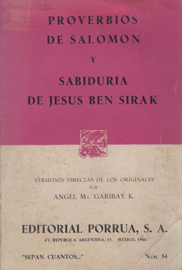 Proverbios de Salomón y Sabiduría de Jesús Ben Sirak